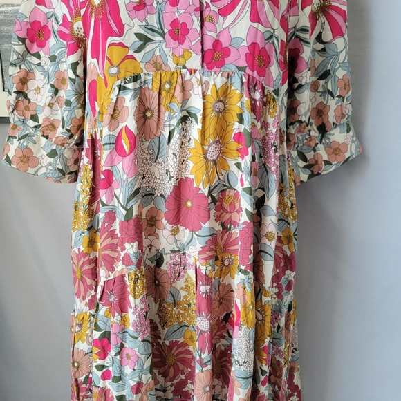 Natural Life Rebecca Midi Dress Vintage Floral Pink M - Picture 6 of 16